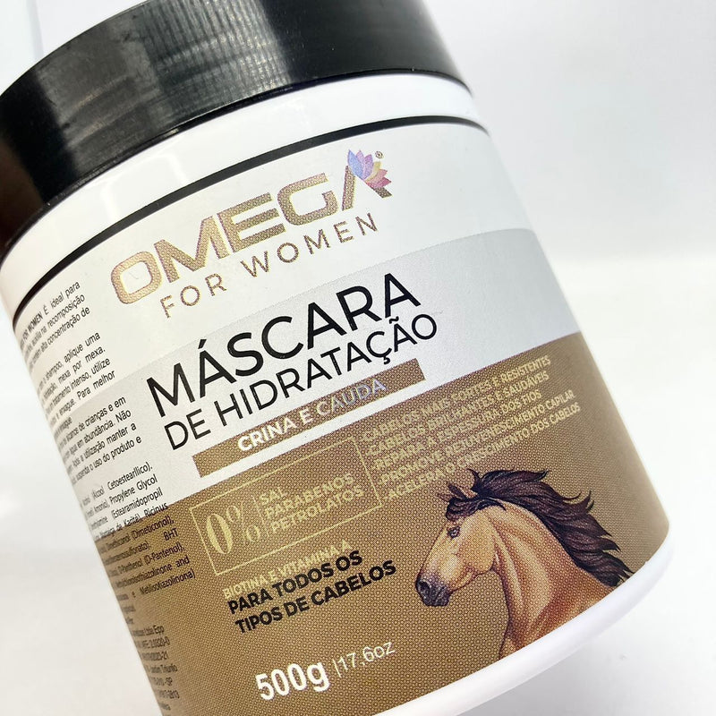 Kit Capilar Crina e Cauda Shampoo Condicionador 1L e Mascara OmegaHair