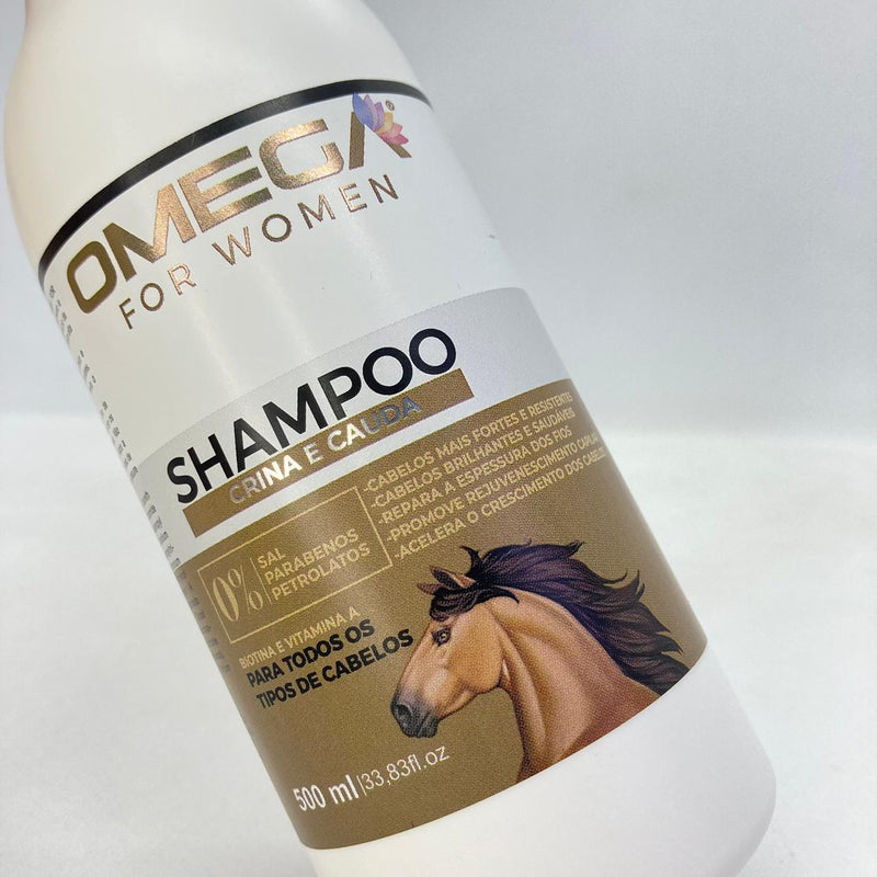Kit Capilar Crina e Cauda Shampoo Condicionador e Máscara 500g OmegaHair