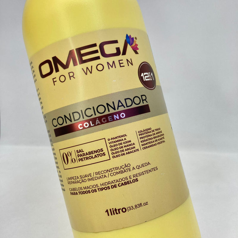 Kit Capilar Colágeno 12 em 1 Shampoo e Condicionador 1L Omega Hair