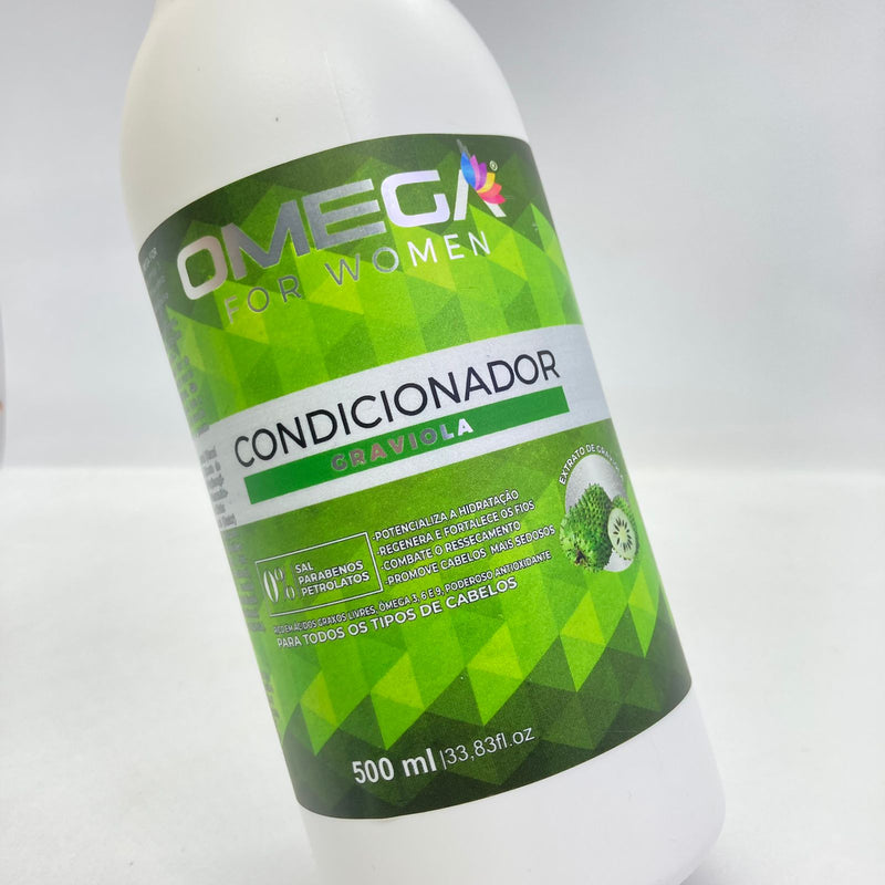 Kit Capilar Regenerador E Fortalecedor Graviola Shampoo Condicionador Máscara 500ml OmegaHair