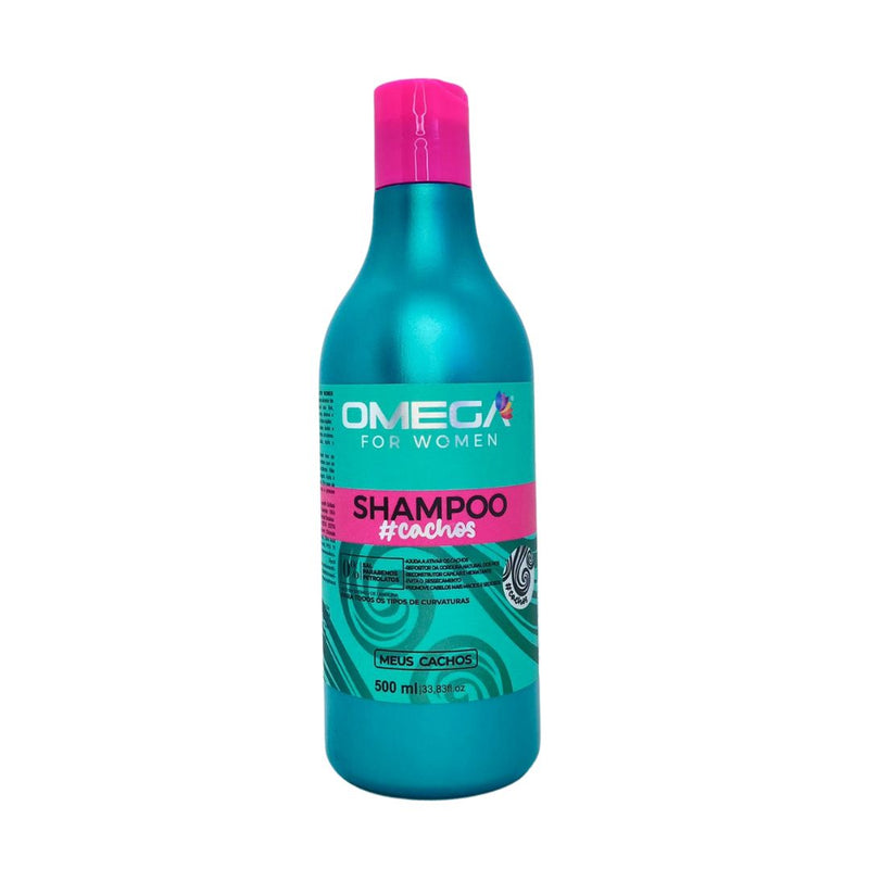 Kit Cacheadas Shampoo Condicionador  Mascara 500g Omega Hair e Esfoliante Baunilha