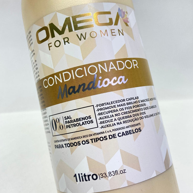 Kit Capilar Mandioca Shampoo Condicionador 1L E Máscara OmegaHair