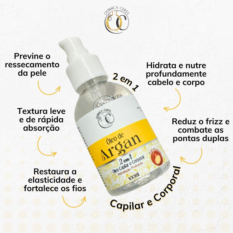 Óleo Capilar e Corporal Argan 100ml Química Certa