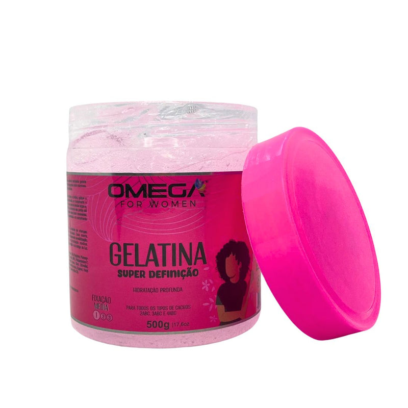Gelatina Super Definição 500g Omega Hair Fardo 6 Unidades