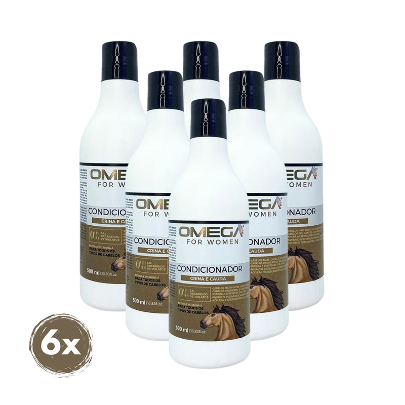 Condicionador Crina e Cauda 500ml Omega Hair Fardo 6 Unidades