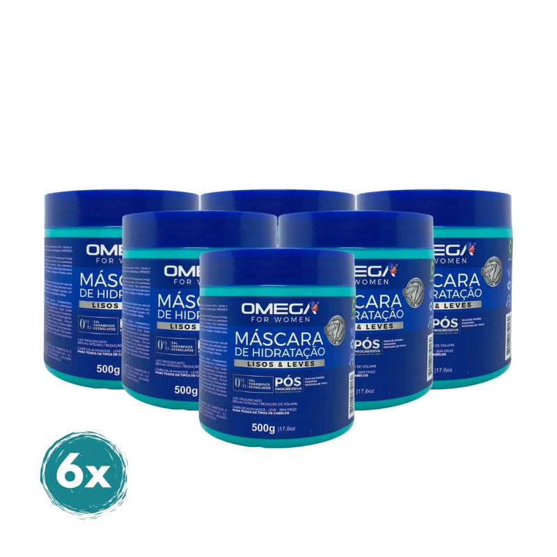 Mascara Capilar Lisos e Leves 500g Omega Hair Fardo 6 Unidades