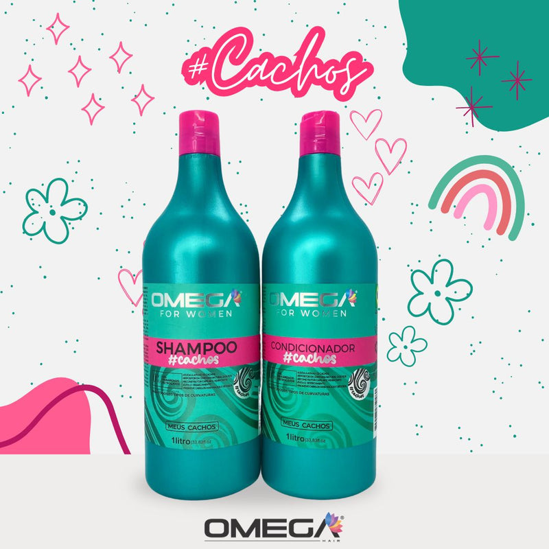 Kit Capilar para CACHOS Shampoo Condicionador 1Litro OmegaHair
