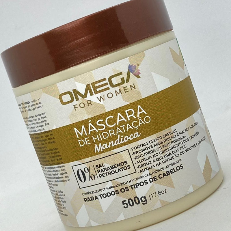 Kit Capilar Mandioca Shampoo Condicionador 1L  Máscara e Óleo Capilar Omega Hair