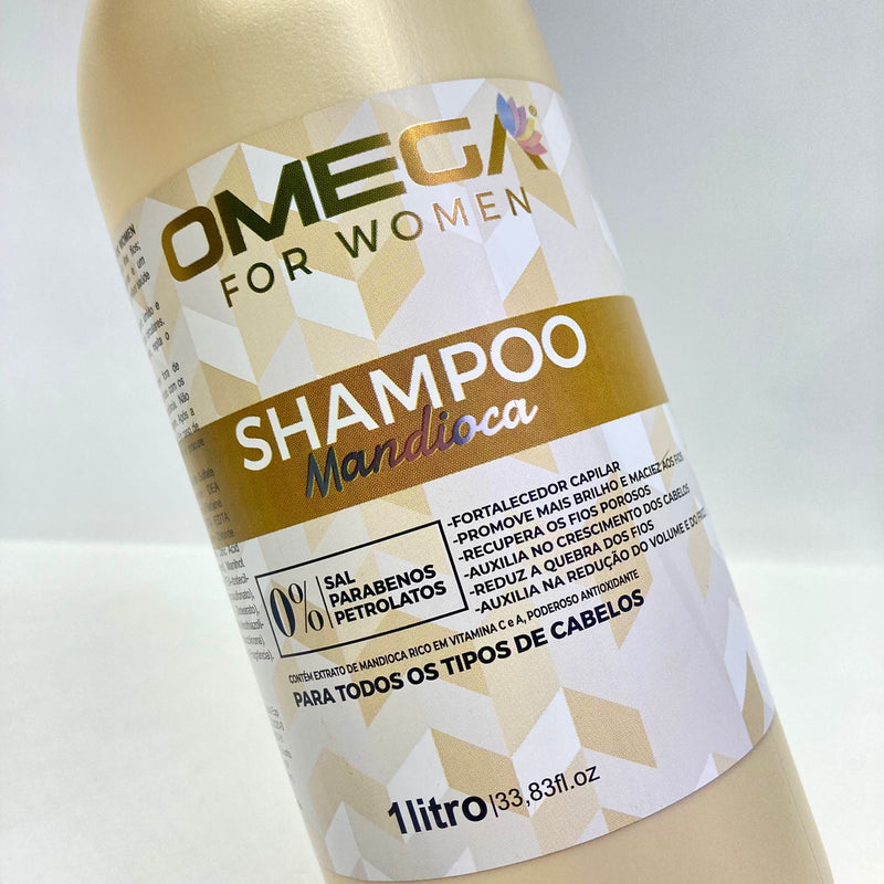 Kit Capilar Mandioca Shampoo Condicionador 1L E Máscara OmegaHair