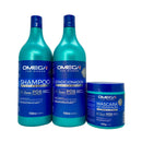 Kit Lisos e Leves Shampoo e Condicionador 1L + Máscara Omega Hair