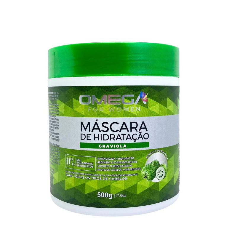Kit Capilar Regenerador E Fortalecedor Graviola Shampoo Condicionador Máscara 500ml OmegaHair