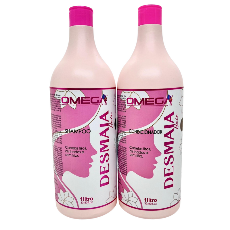 Kit Desmaia Hair Shampoo e Condicionador 1L Omega Hair