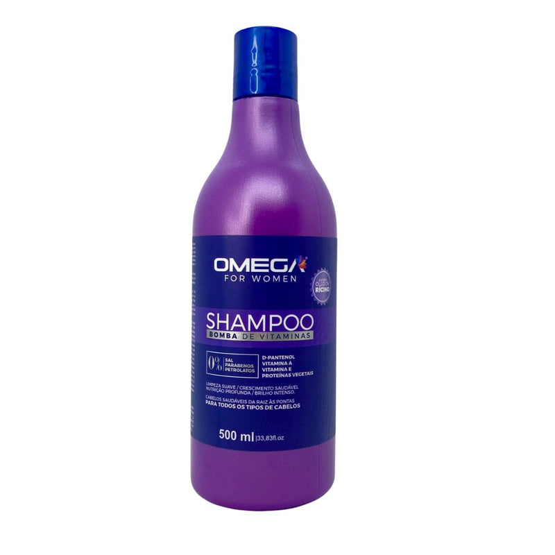 Shampoo Bomba de Vitaminas 500ml Omega Hair Fardo 6 Unidades