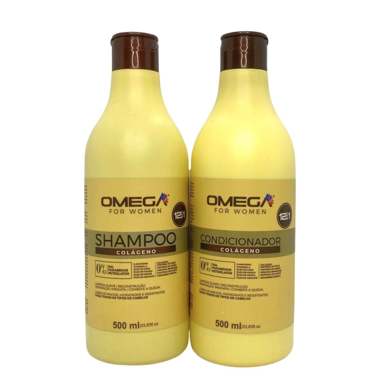 Kit Capilar Colágeno Shampoo E Condicionador 500g OmegaHair