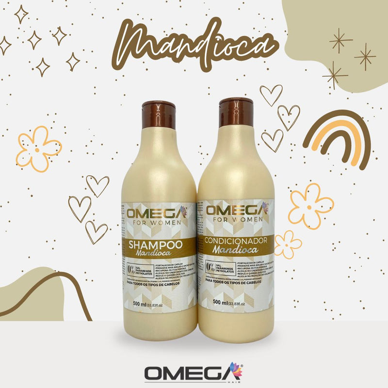 Kit Shampoo E Condicionador Mandioca 500ml OmegaHair