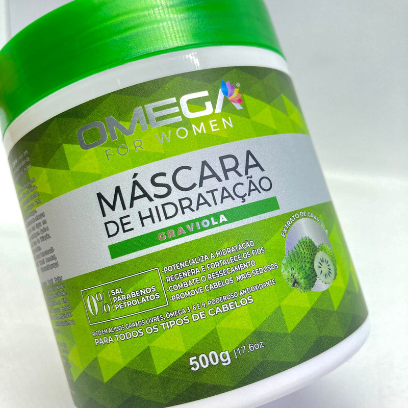 Kit Capilar Regenerador E Fortalecedor Graviola Shampoo Condicionador Máscara 500ml OmegaHair