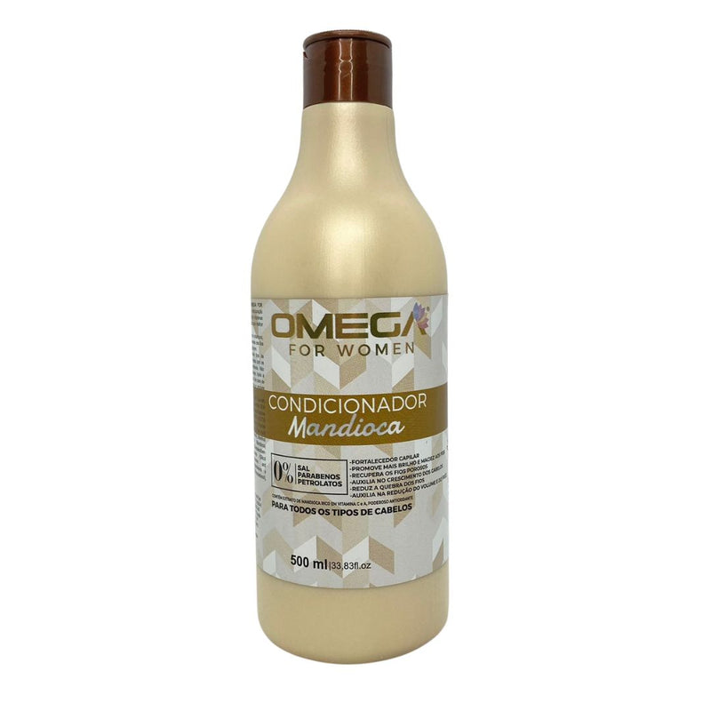Kit Capilar Mandioca Shampoo Condicionador e Máscara 500g OmegaHair