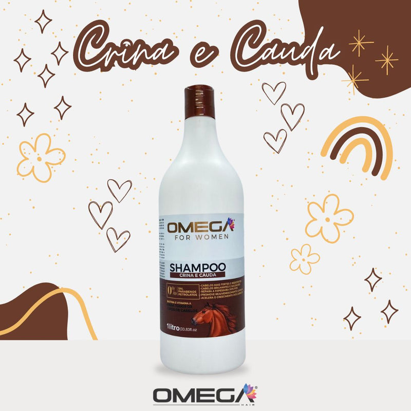 Shampoo Crina e Cauda 1L Omega Hair Fardo 6 Unidades