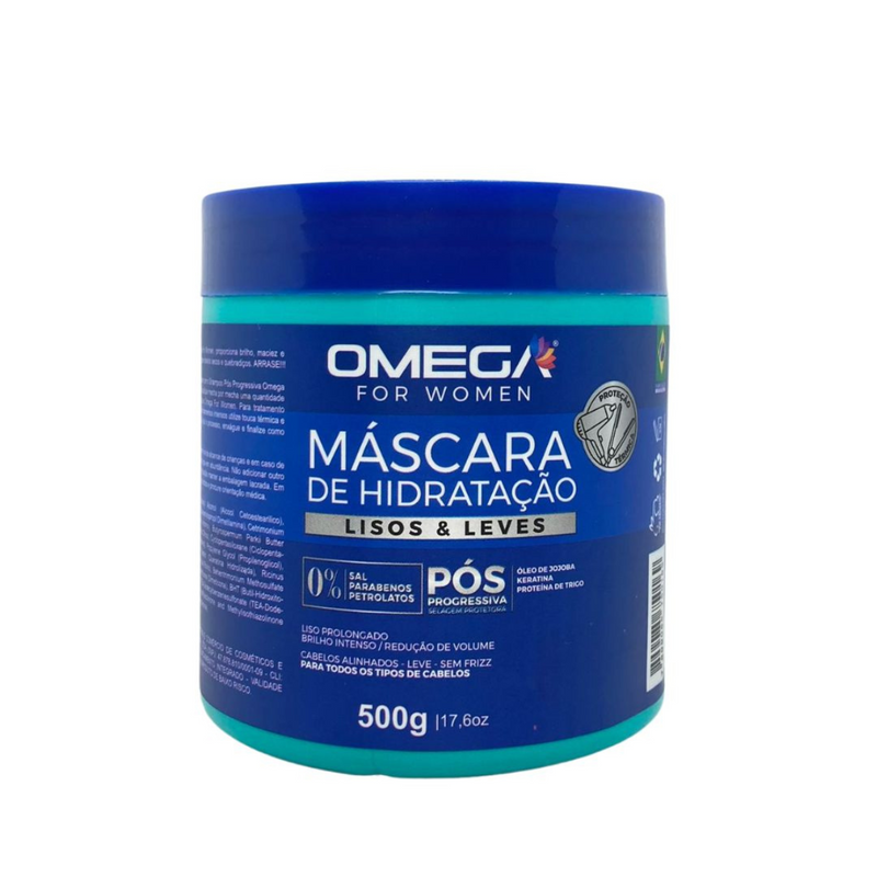 Kit Capilar Lisos E Leves Shampoo Condicionador 1L Máscara E Creme Corporal OmegaHair
