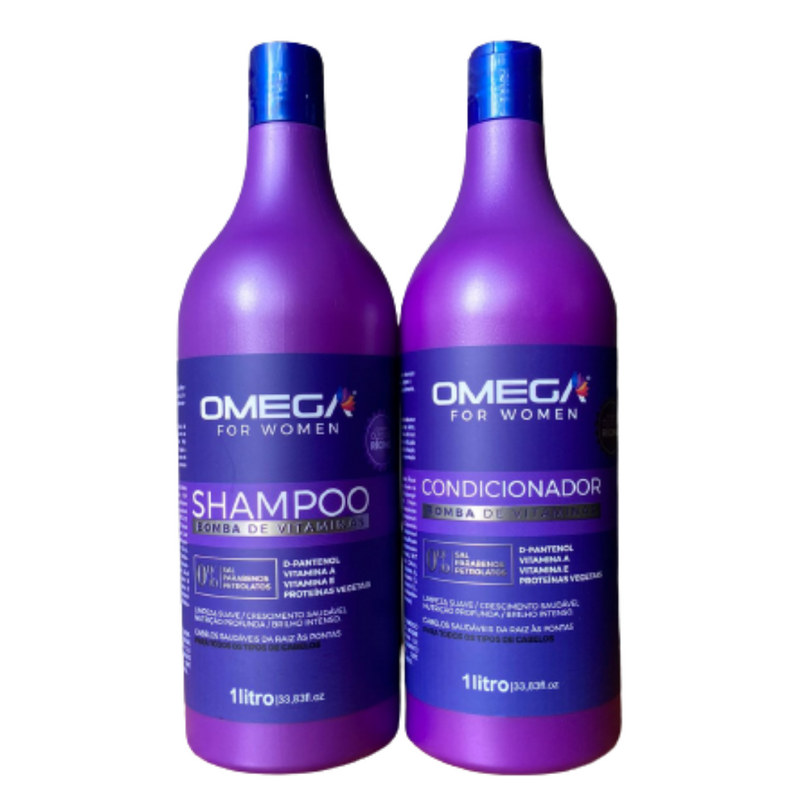 Kit Bomba De Vitamina Shampoo Condicionador 1L OmegaHair