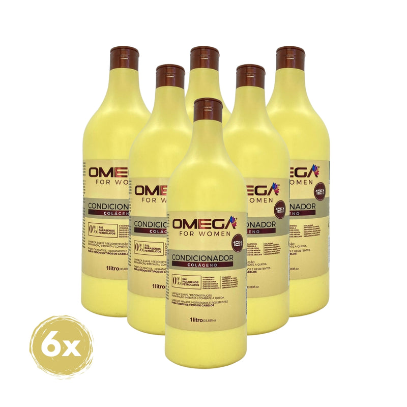 Condicionador Colágeno 1L Omega Hair Fardo 6 Unidades