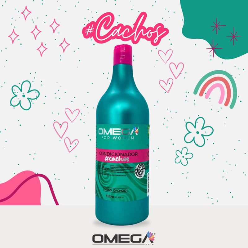 Condicionador Cachos 1L Omega Hair Fardo 6 Unidades