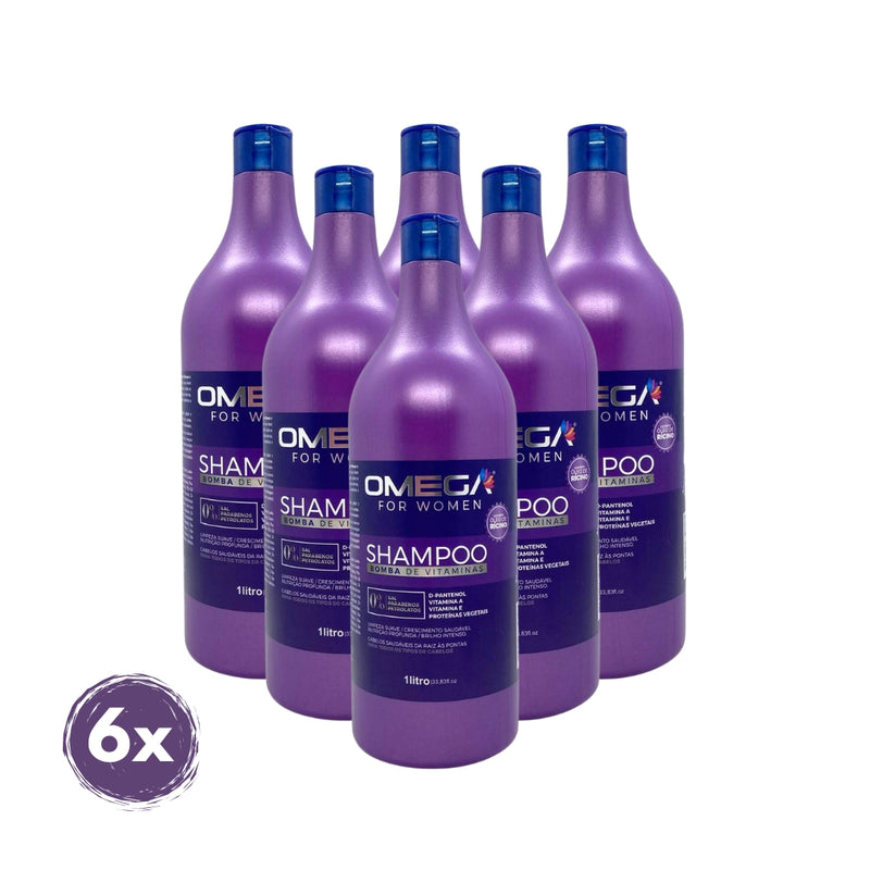 Shampoo Bomba de Vitaminas 1L Omega Hair Fardo 6 Unidades