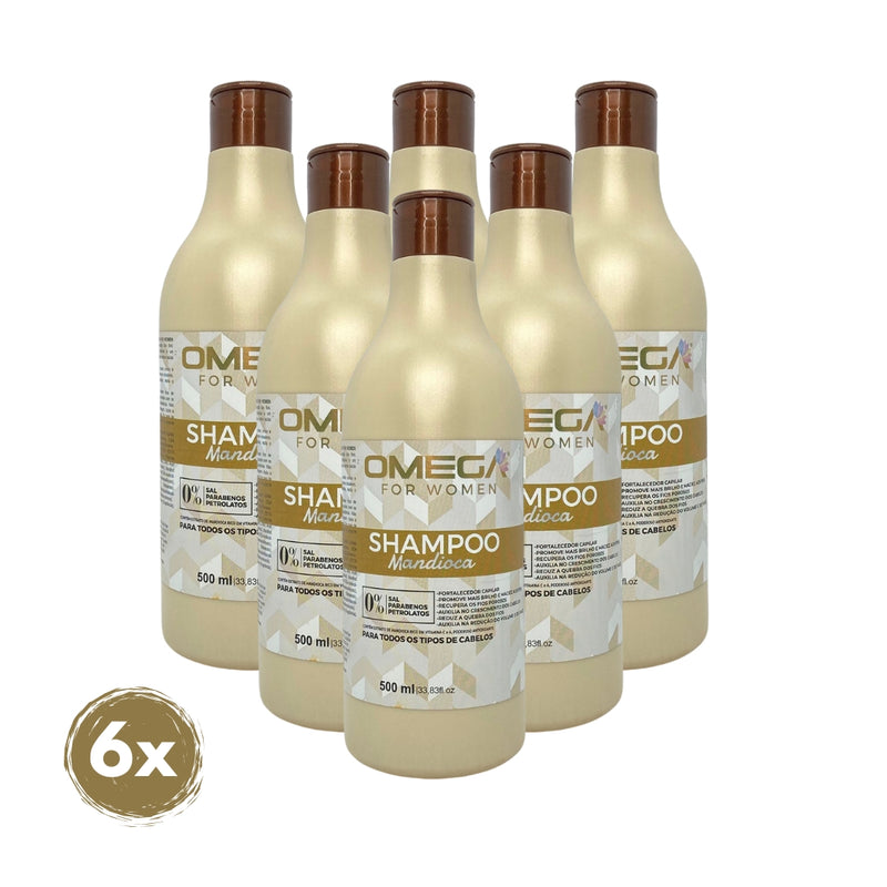Shampoo Mandioca 500ml Omega Hair Fardo 6 Unidades