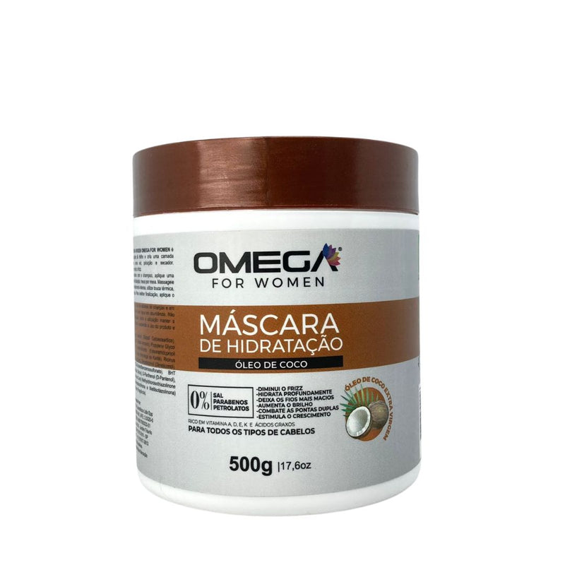 Kit Capilar Óleo De Coco Shampoo Condicionador e Máscara 500ml OmegaHair