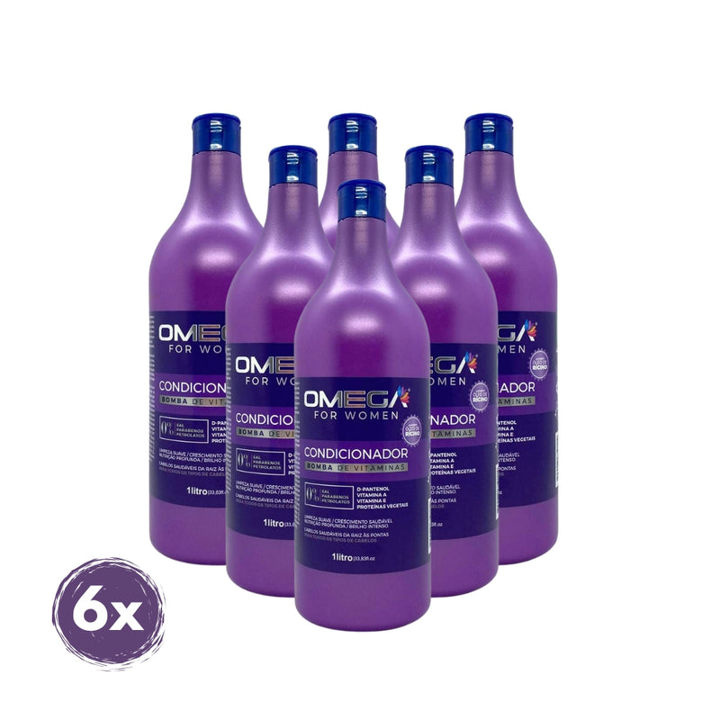 Condicionador Bomba de Vitaminas 1L Omega Hair Fardo 6 Unidades