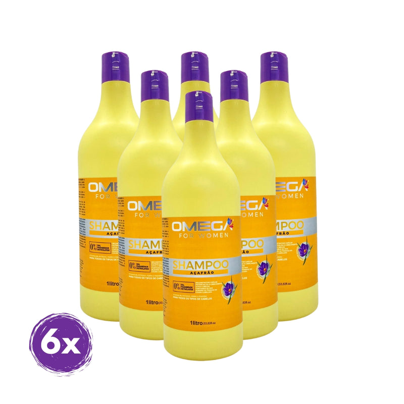 Shampoo Açafrão 1L Omega Hair Fardo 6 Unidades
