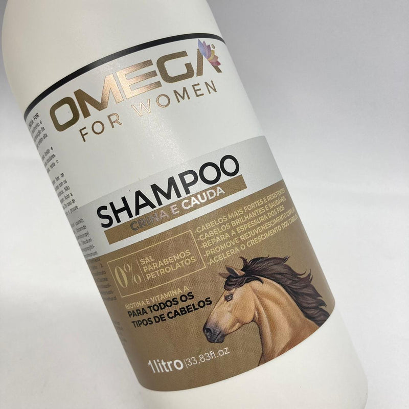 Shampoo Crina e Cauda 1L Omega Hair Fardo 6 Unidades