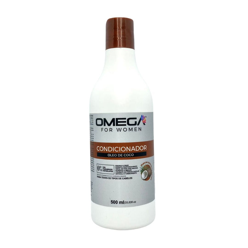Kit Capilar Óleo De Coco Shampoo Condicionador e Máscara 500ml OmegaHair