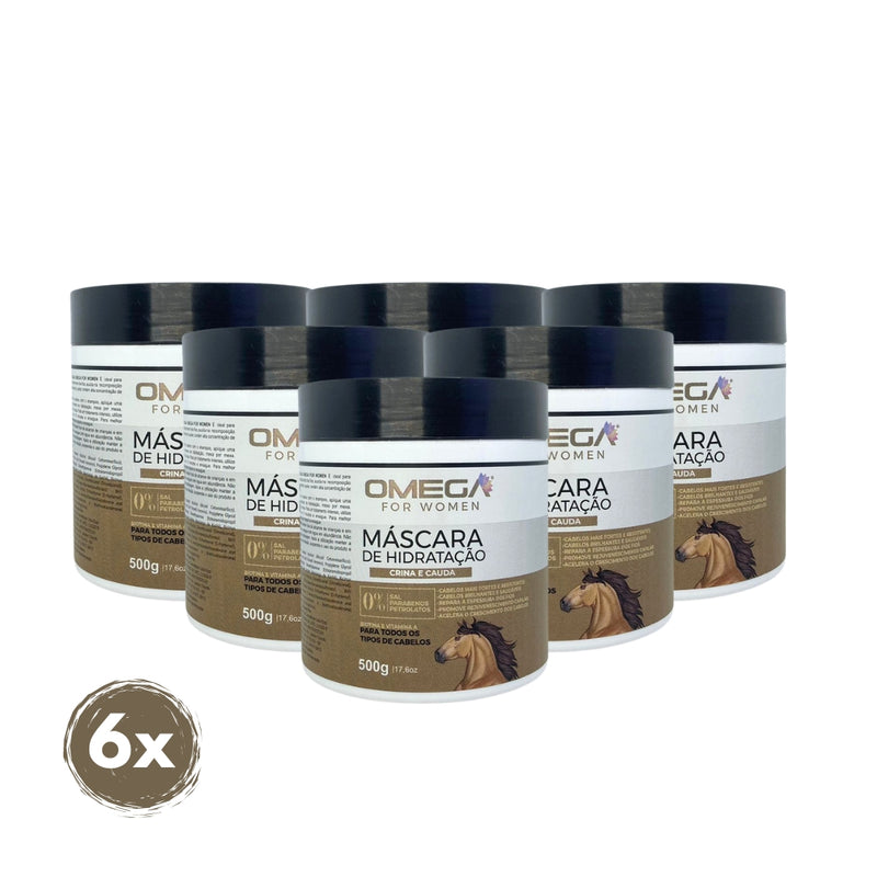 Mascara Capilar Crina e Cauda 500g Omega Hair Fardo 6 Unidades