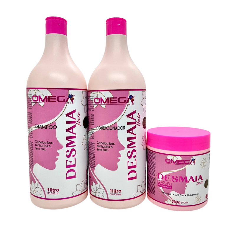 Kit Desmaia Hair Shampoo, Condicionador e Máscara 1L Omega Hair