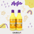 Kit Reconstrutor Açafrão Shampoo E Condicionador 500ml OmegaHair