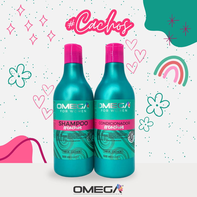 Kit Capilar Cachos Shampoo e Condicionador 500g Omega Hair