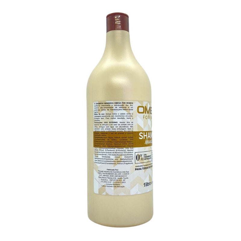 Shampoo Mandioca 1L Omega Hair Fardo 6 Unidades