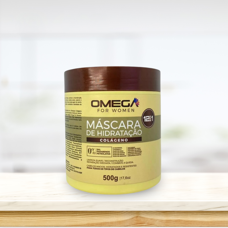 Kit Capilar Colágeno Shampoo Condicionador e Máscara 500g OmegaHair
