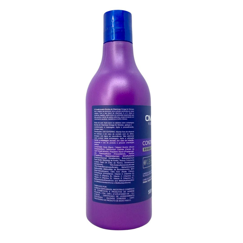 Condicionador Bomba de Vitaminas 500ml Omega Hair Fardo 6 Unidades