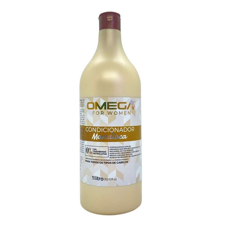 Kit Capilar Mandioca Shampoo Condicionador 1L E Máscara OmegaHair