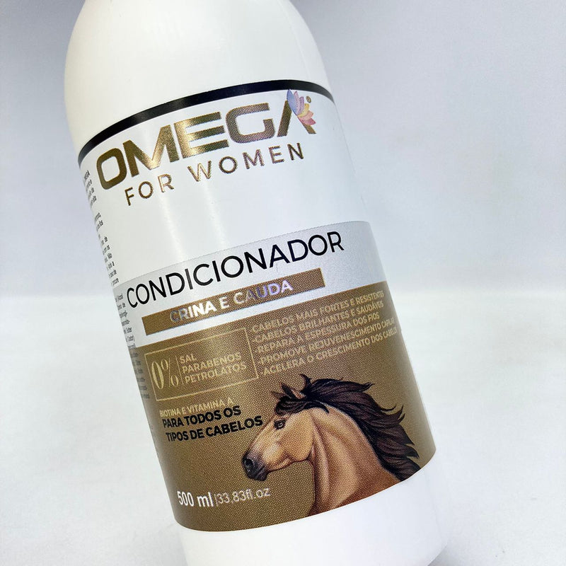 Kit Capilar Crina e Cauda Shampoo Condicionador e Máscara 500g OmegaHair