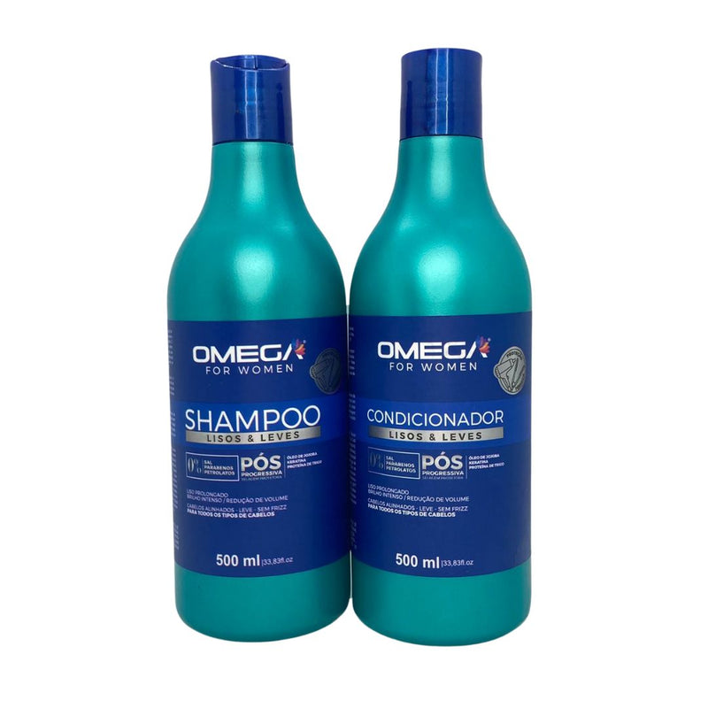 Kit Shampoo E Condicionador Lisos E Leves 500ml OmegaHair