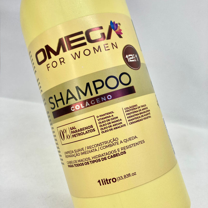 Kit Capilar Colágeno Shampoo Condicionador 1L e Máscara Omega Hair