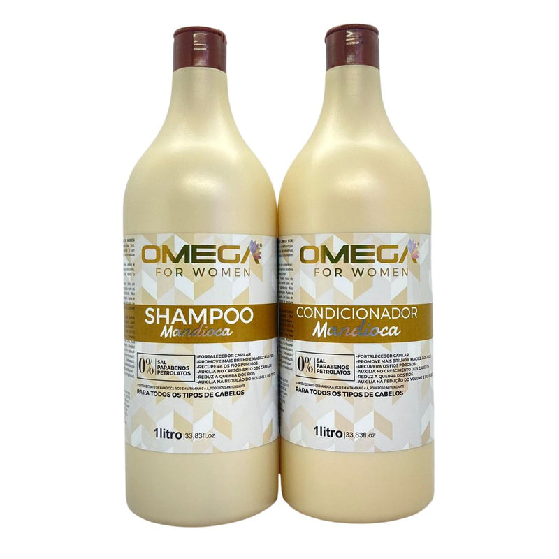 Kit Shampoo E Condicionador Mandioca 1L OmegaHair