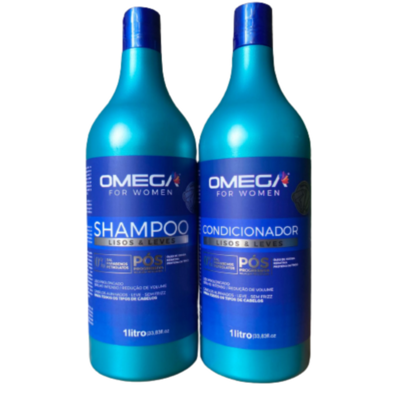 Kit Capilar Lisos E Leves Shampoo Condicionador 1L OmegaHair