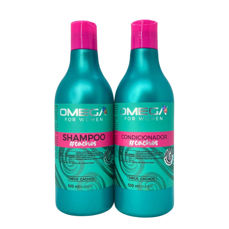 Kit Capilar Cachos Shampoo e Condicionador 500g Omega Hair