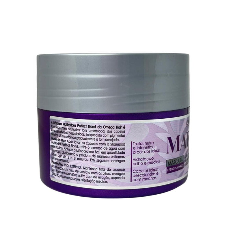 Kit Matizador Perfect Blond Shampoo Condicionador 500ml e Máscara 300g Omega Hair