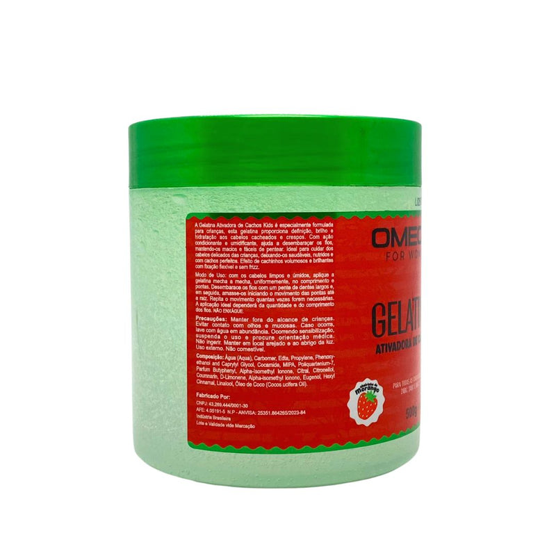 Gelatina Kids Morango 500g Omega Hair Fardo 6 Unidades