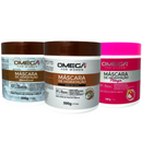 Kit Máscaras para Cronograma Capilar Intensivo - Hidratação Nutrição Reconstrução - Profissional Omega Hair - KIT 1